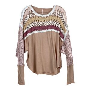 Free People High Hopes Cotton Crocheted-Yo Brown Sugar Small